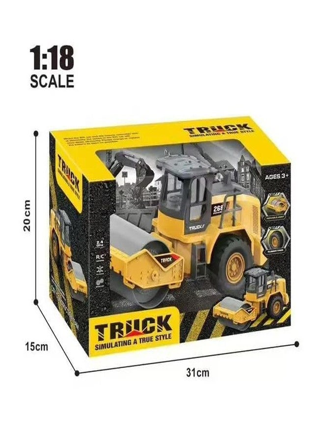EXOMOON Remote Control Road Roller Truck - 2.4GHz RC Construction Vehicle Toy with Movable Joint & Rubber Tires (RC Road Roller Truck) - Image 4